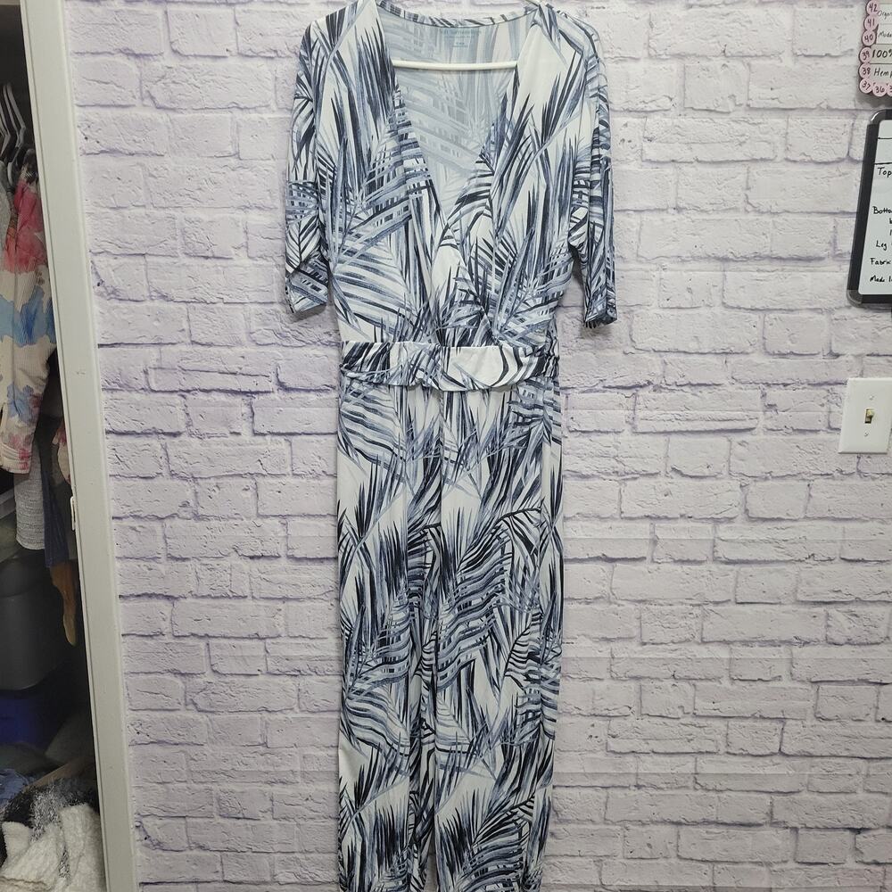 Soft Surroundings Bayside Jumpsuit Sz XL Floral Coastal Summer Travel Resort